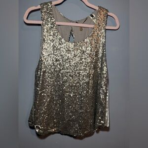 Gold Sequin Sleeveless Tank Top